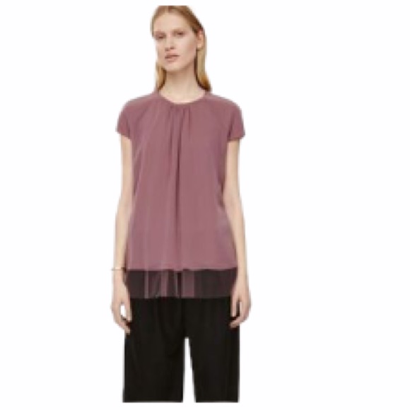 Cos Cap Sleeve Gathered Blouse With Chiffon Bottom